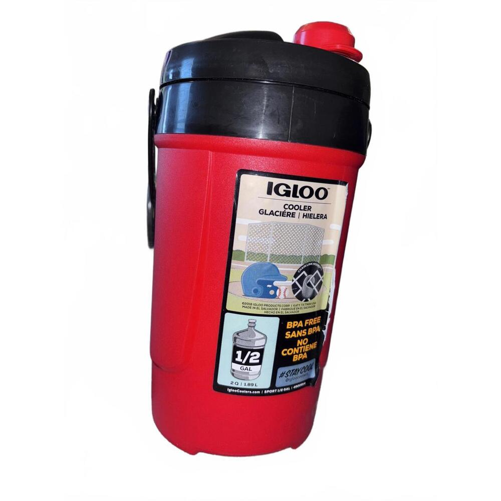 Igloo 1/2 Gallon Sport Jug with Hooks Leak-resistant Easy-grip lid‎ design - Red